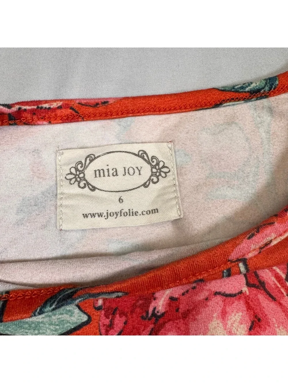 Joyfolie Mia Joy Girls Size 6 Orange Pink Floral High Low Handkerchief Hem Dress